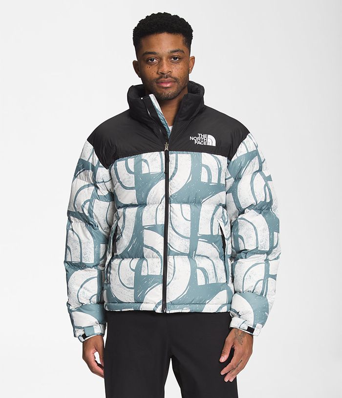 The North Face Winterjas Heren Printed 1996 Retro Nuptse XJPA24379 - Blauw/Wit